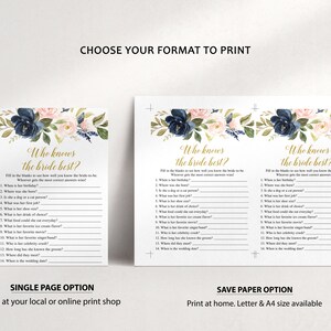 20 Navy Blush Bridal Shower Games, Printable Bridal Shower Games, Floral Bridal Shower, Wedding Shower Games, Bachelorette Party Games image 6