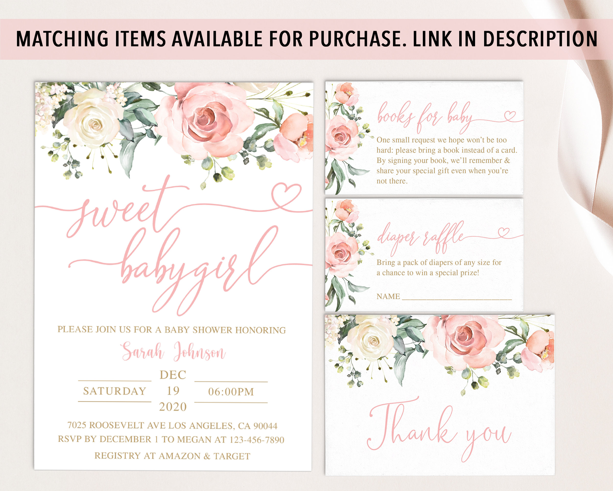 Baby Shower Food Sign Blush Pink Floral Food Sign Printable Etsy