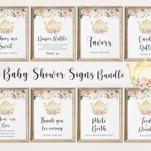 12 Tea Party Baby Shower Signs, Tea Baby Shower Signs, Baby Shower Signs, Baby Shower Decor, Baby Shower Signs, Tea Party Baby Shower
