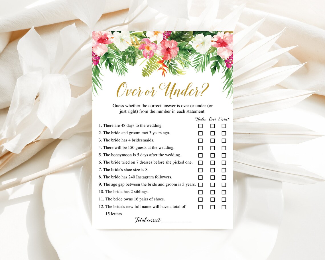 20 Tropical Bridal Shower Games Printable Bridal Shower Etsy