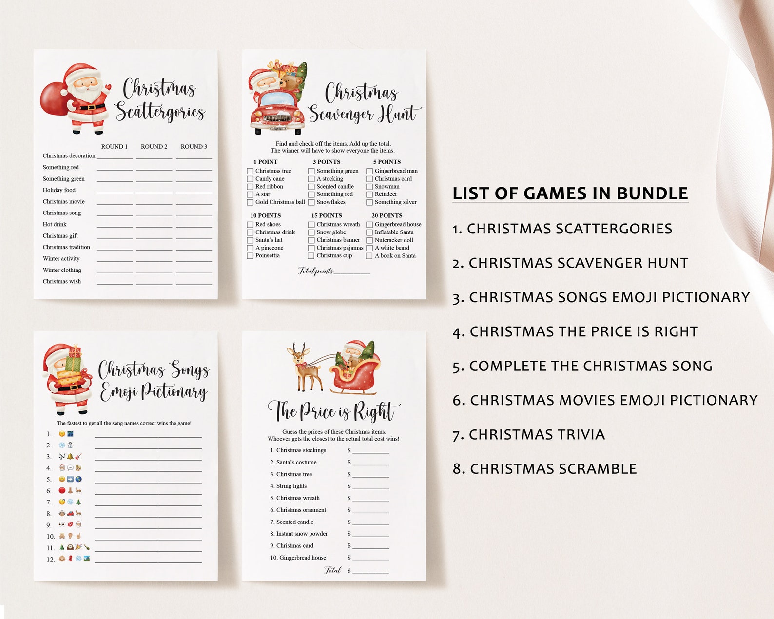 8 Virtual Christmas Games Bundle Christmas Games Bundle | Etsy