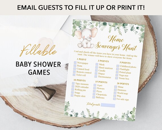 Virtual Baby Shower Games Home Scavenger Hunt Indoor Etsy