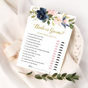 20 Navy Blush Bridal Shower Games, Printable Bridal Shower Games, Floral Bridal Shower, Wedding Shower Games, Bachelorette Party Games image 7