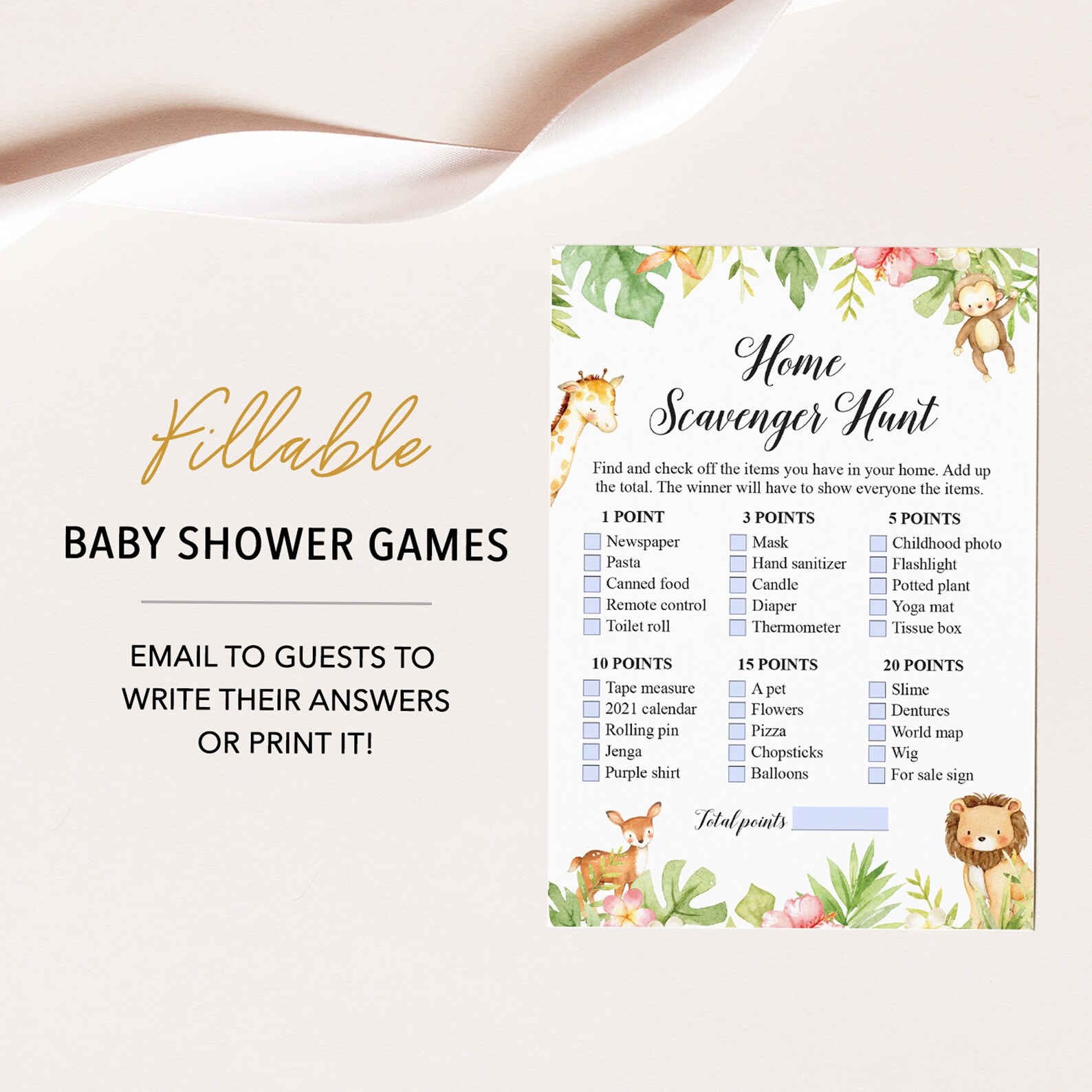 Virtual Baby Shower Games Home Scavenger Hunt Indoor Etsy