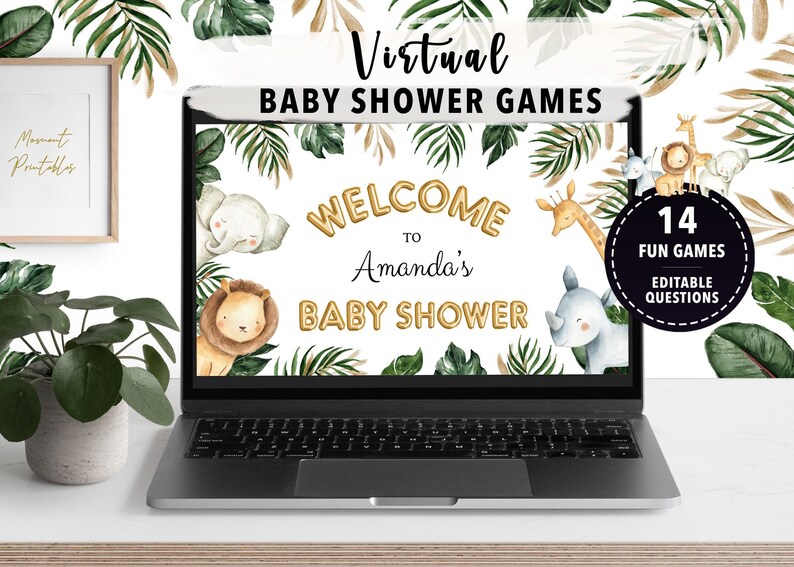 Virtual Baby Shower Games Virtual Baby Shower Zoom Baby Etsy