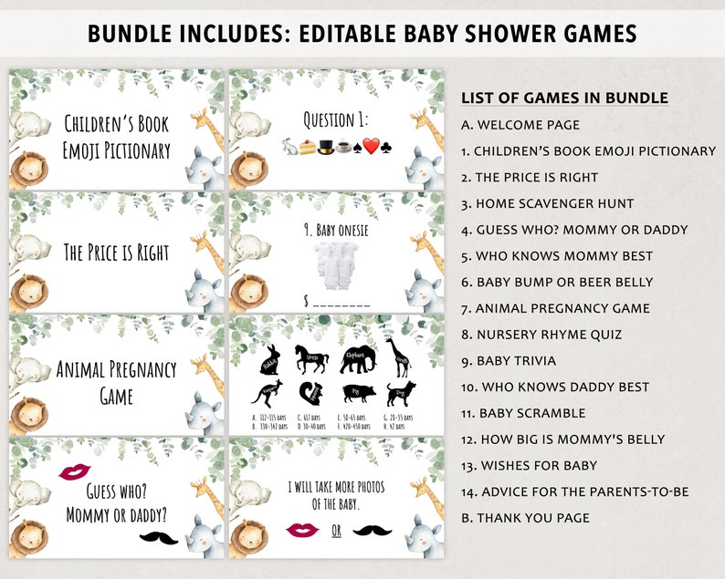 Virtual Baby Shower Games Virtual Baby Shower Zoom Baby Etsy