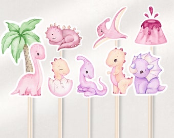 Girl Dinosaur Centerpieces Girl Dino Centrepieces Pink Dinosaur Cutouts Pink Dinosaur Cake Toppers Dino Toppers Pink Dinosaur Baby Shower