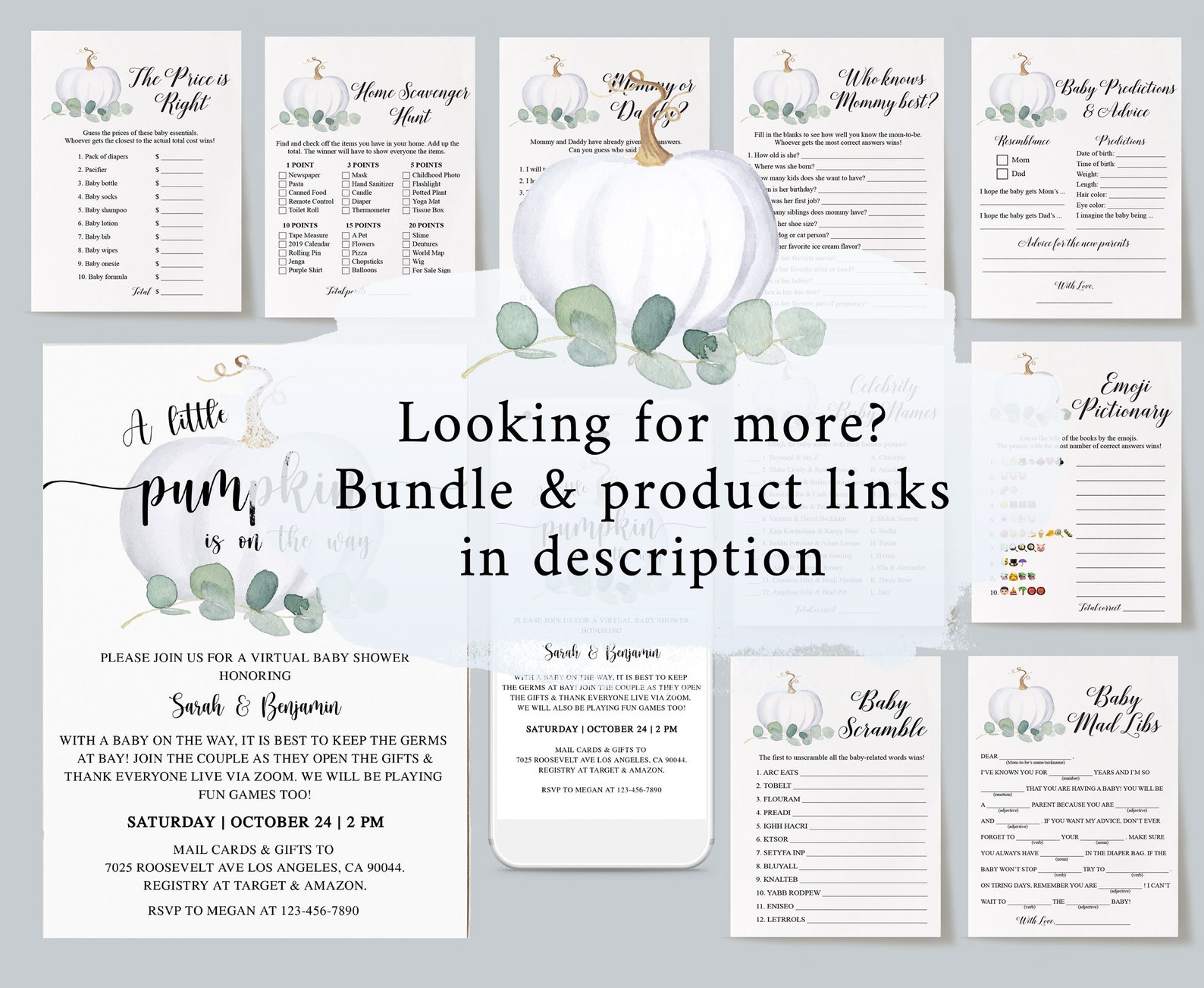 Virtual Baby Shower Games Zoom Baby Shower Games Powerpoint Etsy