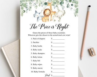 Editable The Price is Right Baby Shower Game, The Price is Right Game, Guess the Price, Woodland The Price is Right, Safari Baby Shower