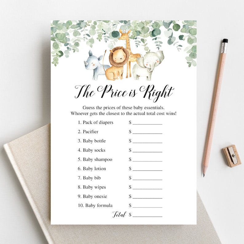 Editable the Price is Right Baby Shower Game, the Price is Right Game, Guess the Price, Woodland the Price is Right, Safari Baby Shower
