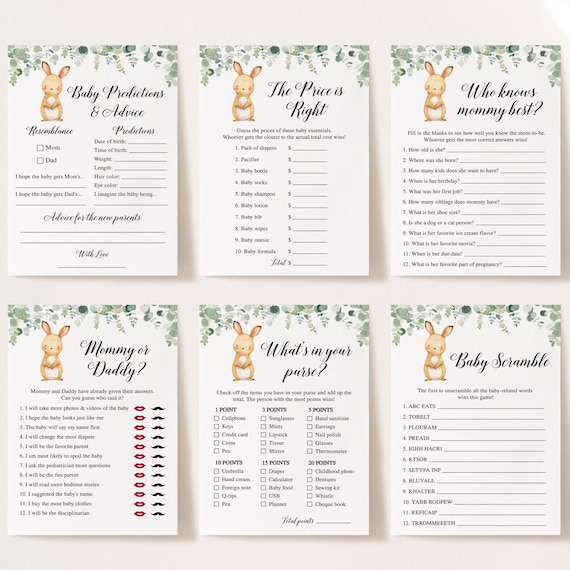 14 Bunny Baby Shower Games, Bunny Baby Shower, Rabbit Baby Shower Games, Rabbit Baby Shower, Woodland Baby Shower Games