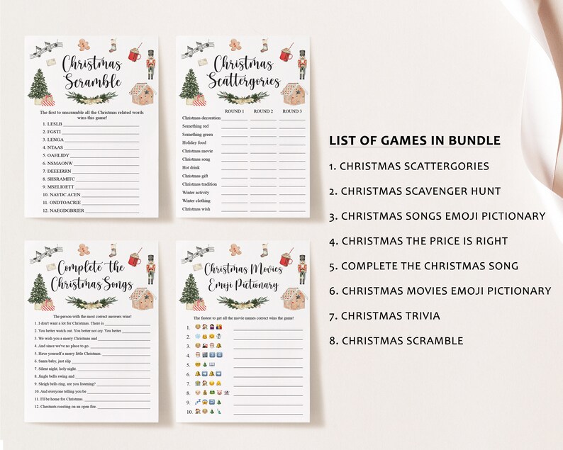 8 Virtual Christmas Games Bundle Christmas Games Bundle | Etsy