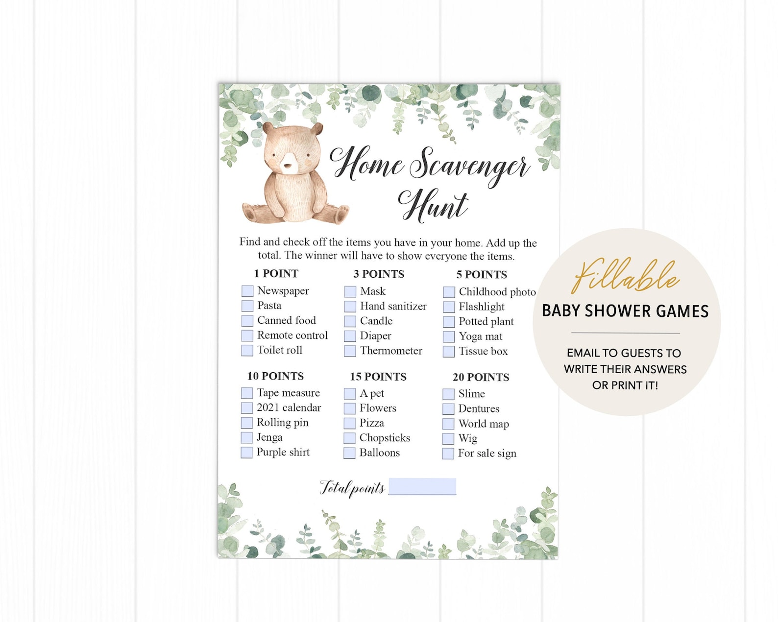 Virtual Baby Shower Games Home Scavenger Hunt Quarantine Etsy