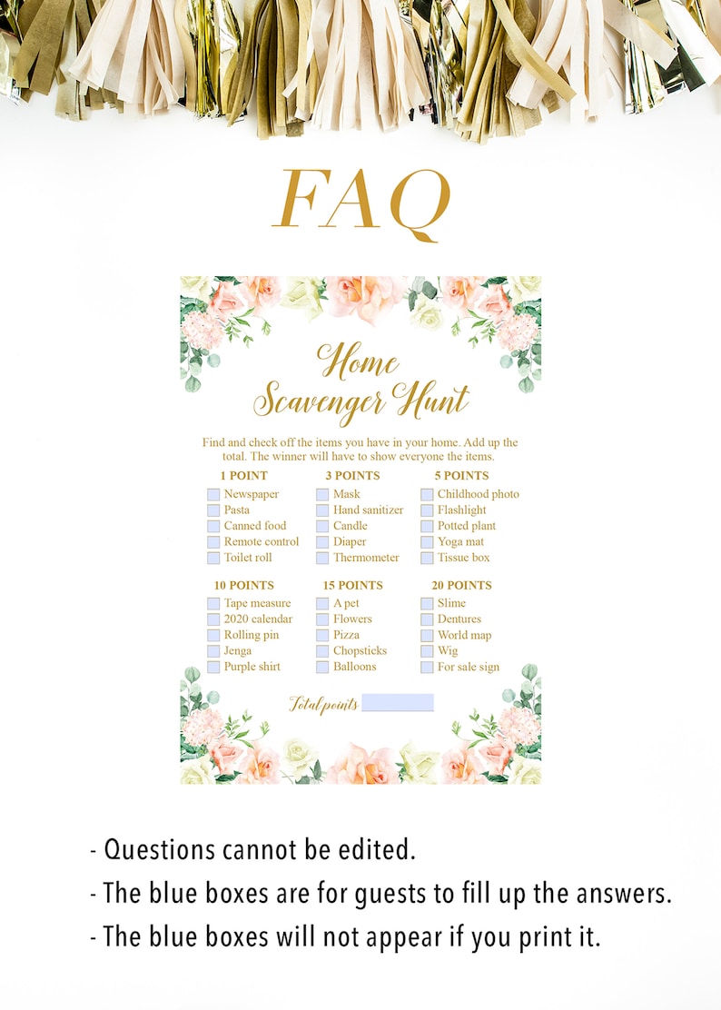 Virtual Baby Shower Games Home Scavenger Hunt Indoor Etsy