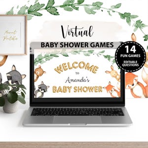 Virtual Baby Shower Games, Virtual Baby Shower, Zoom Baby Shower Games, Powerpoint Baby Shower Games, Woodland Baby Shower Games