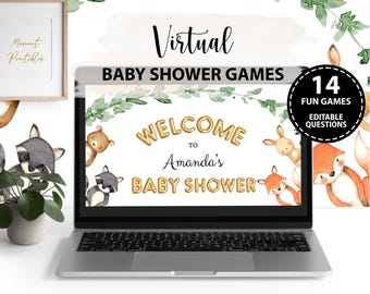 Virtuella babyshower-spel, virtuell babyshower, babyshower-spel på Zoom, babyshower-spel i PowerPoint, babyshower-spel i skogen