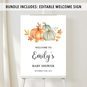 Pumpkin Baby Shower Bundle, Pumpkin Baby Shower, Pumpkin Baby Shower Invitation, Pumpkin Baby Shower Games, Fall Baby Shower image 4