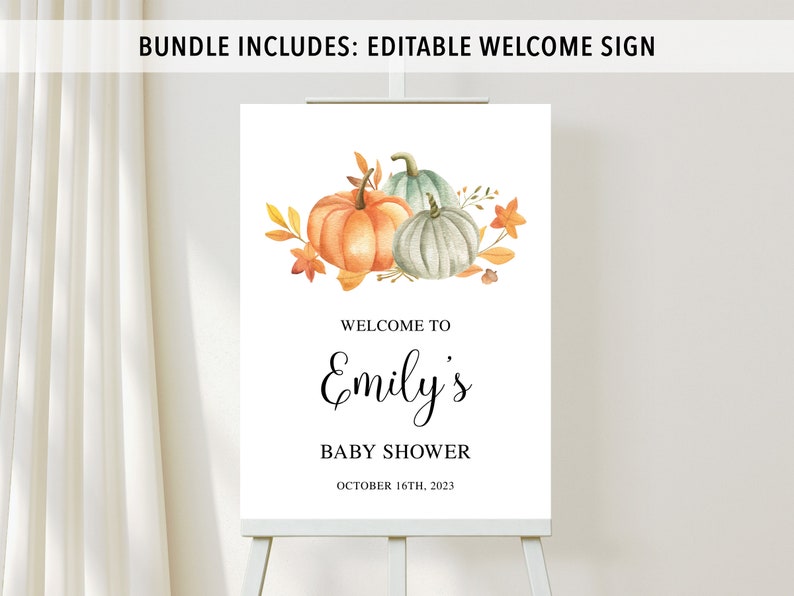 Pumpkin Baby Shower Bundle, Pumpkin Baby Shower, Pumpkin Baby Shower Invitation, Pumpkin Baby Shower Games, Fall Baby Shower image 4