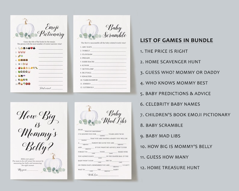 12 Virtual Baby Shower Games Bundle Zoom Baby Shower Games Etsy