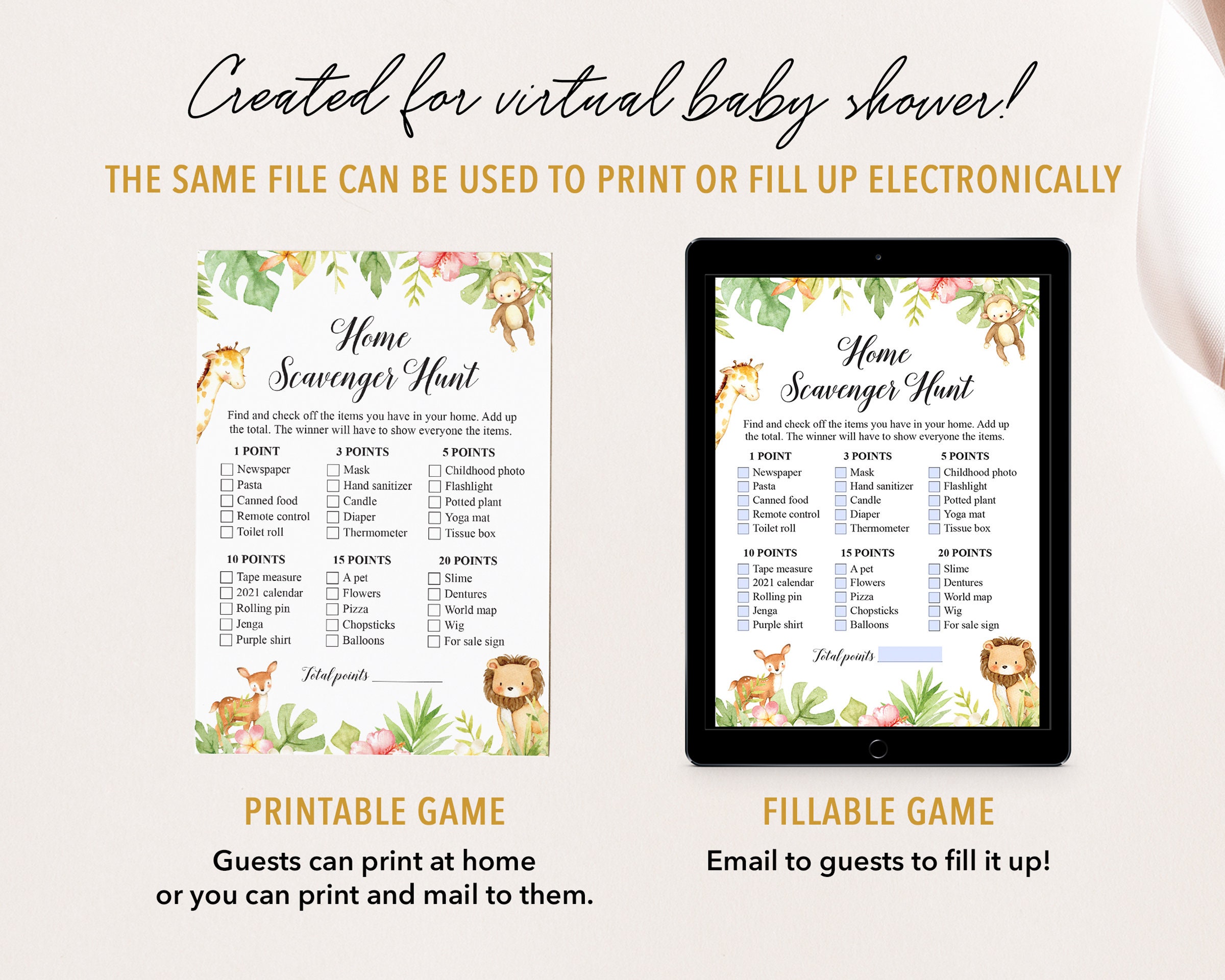 Virtual Baby Shower Games Home Scavenger Hunt Indoor Etsy