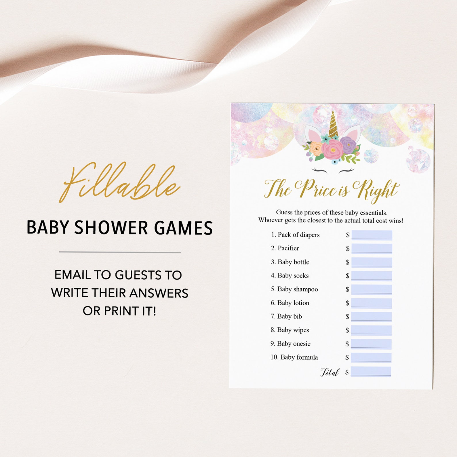 The Price is Right Virtual Baby Shower Games Editable The Etsy