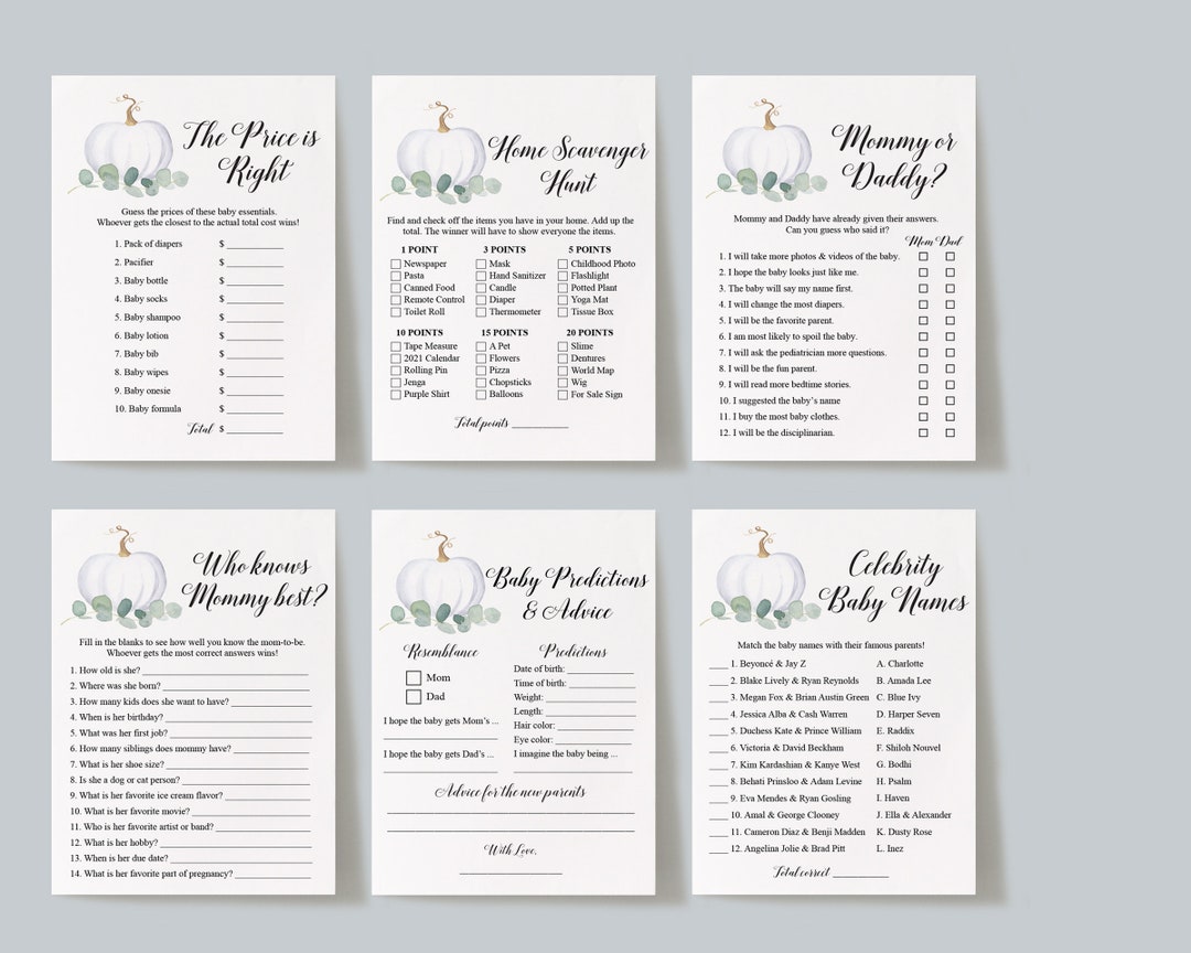 12 Virtual Baby Shower Games Bundle, Zoom Baby Shower Games, Virtual