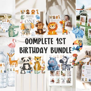 Tiere zum 1. Geburtstag Bundle Dschungeltiere Geburtstag Bundle Wild One Einladungs Bundle Ein Geburtstag einladen 1. Geburtstag einladen Geburtstagskind