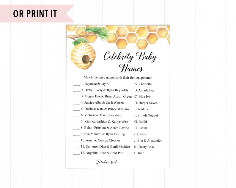 Virtual Baby Shower Games Celebrity Baby Name Game Celebrity Etsy
