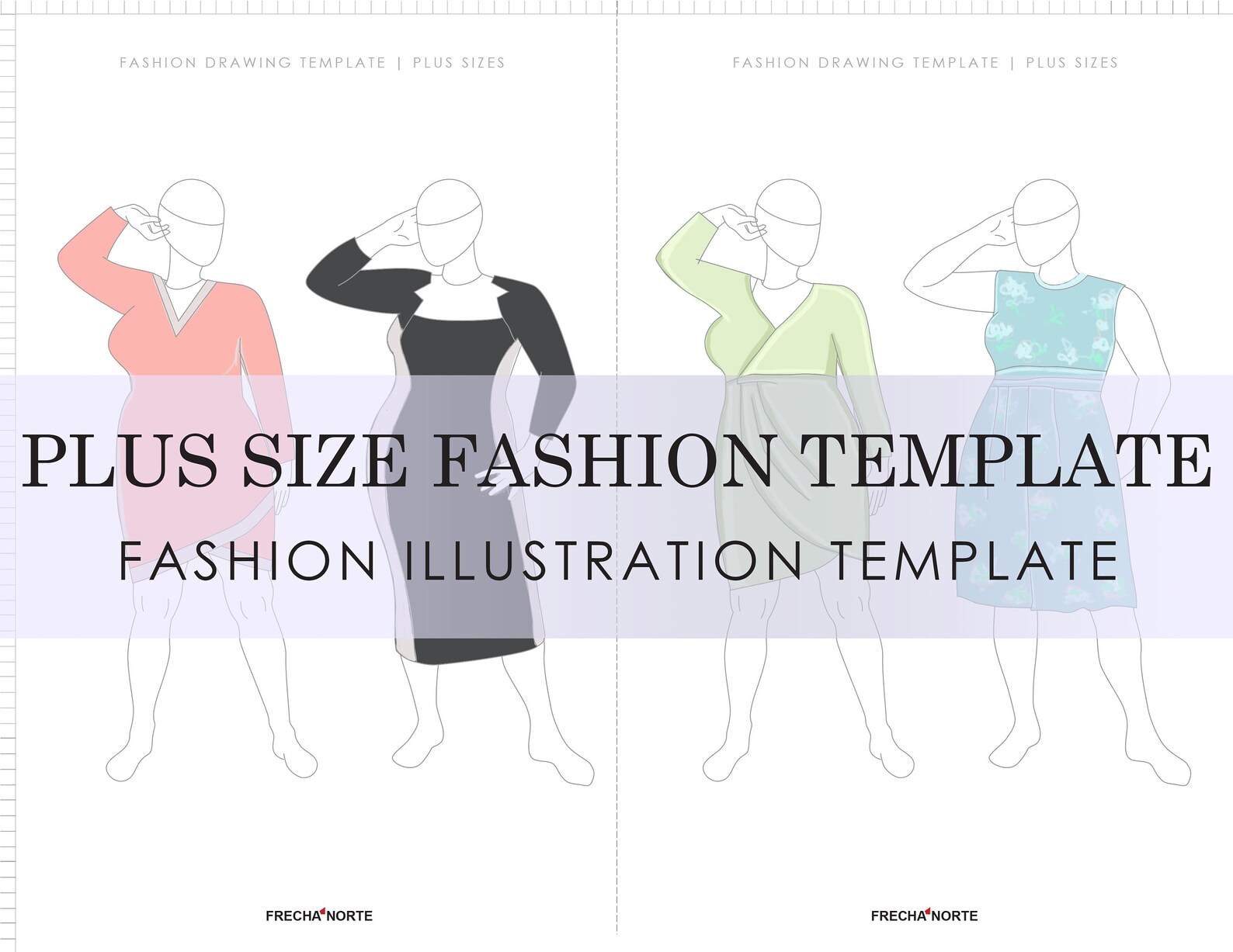 Plus Size Fashion Templates for Women Fashion Figure Croquis Etsy