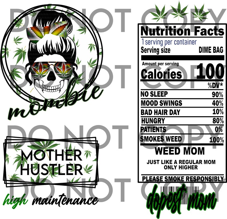 Download Weed Mom Skull Mom Life Mombie PNG | Etsy