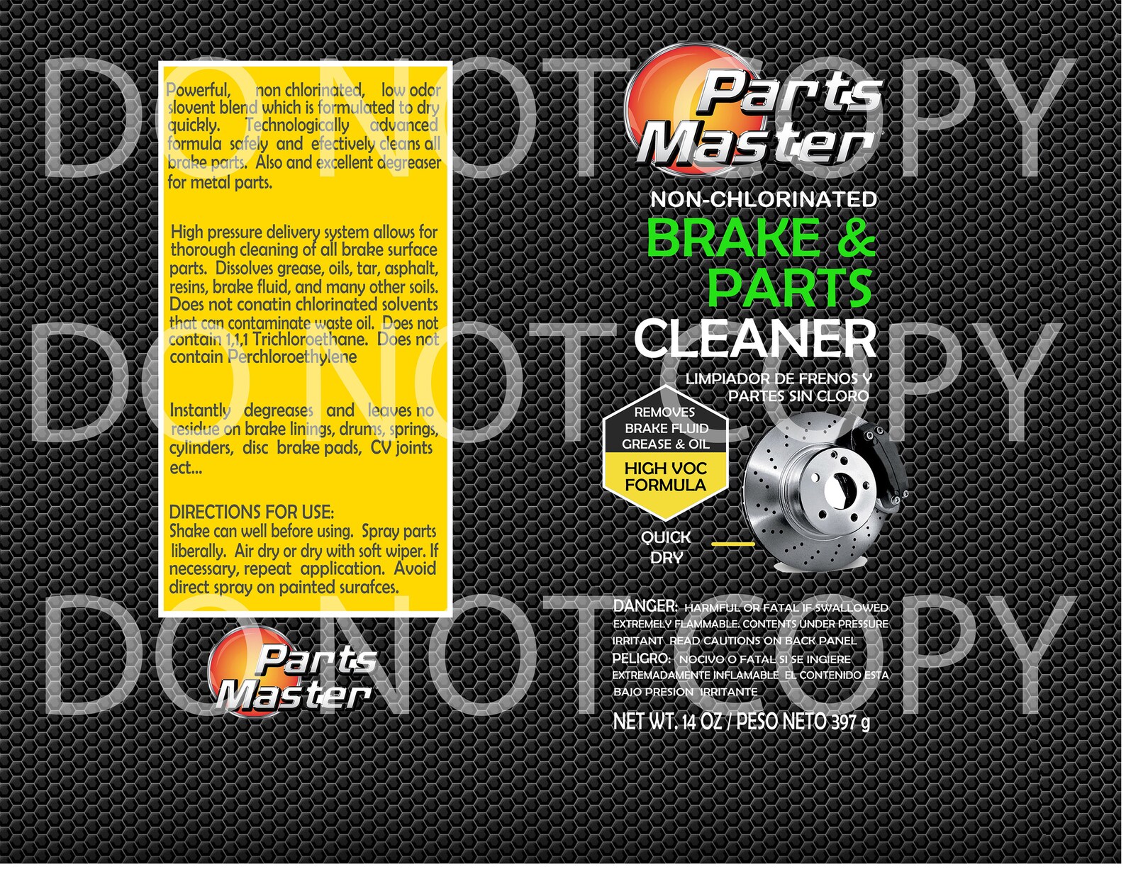 Parts Master Brake Cleaner Label JPG Etsy