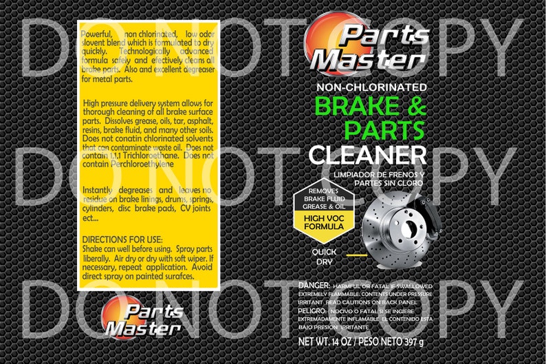 Parts Master Brake Cleaner Label JPG Etsy