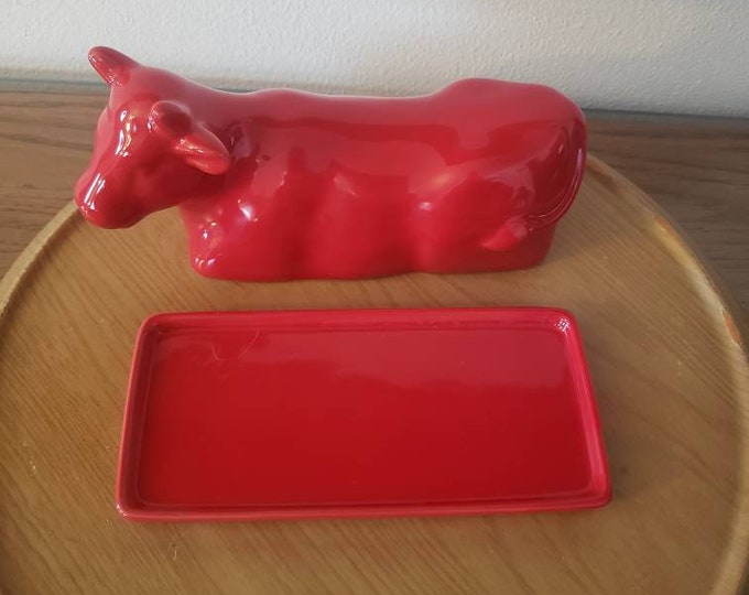 Food Network Stoneware Farmhouse Style Red Cow Butter Dish Etsy