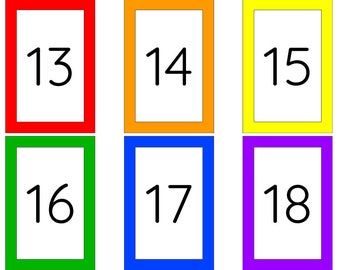 1-100 Printable Flashcards - PDF Print File - Numbers 1-100 Rainbow Colors