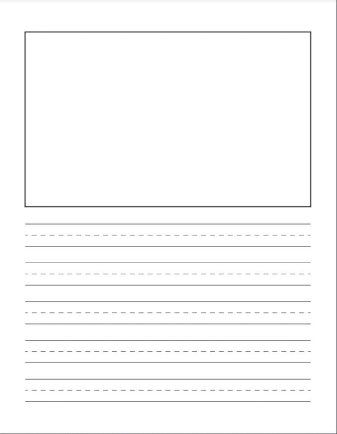Lined Paper Printable - Handwriting Practice With Drawing Box Included ...