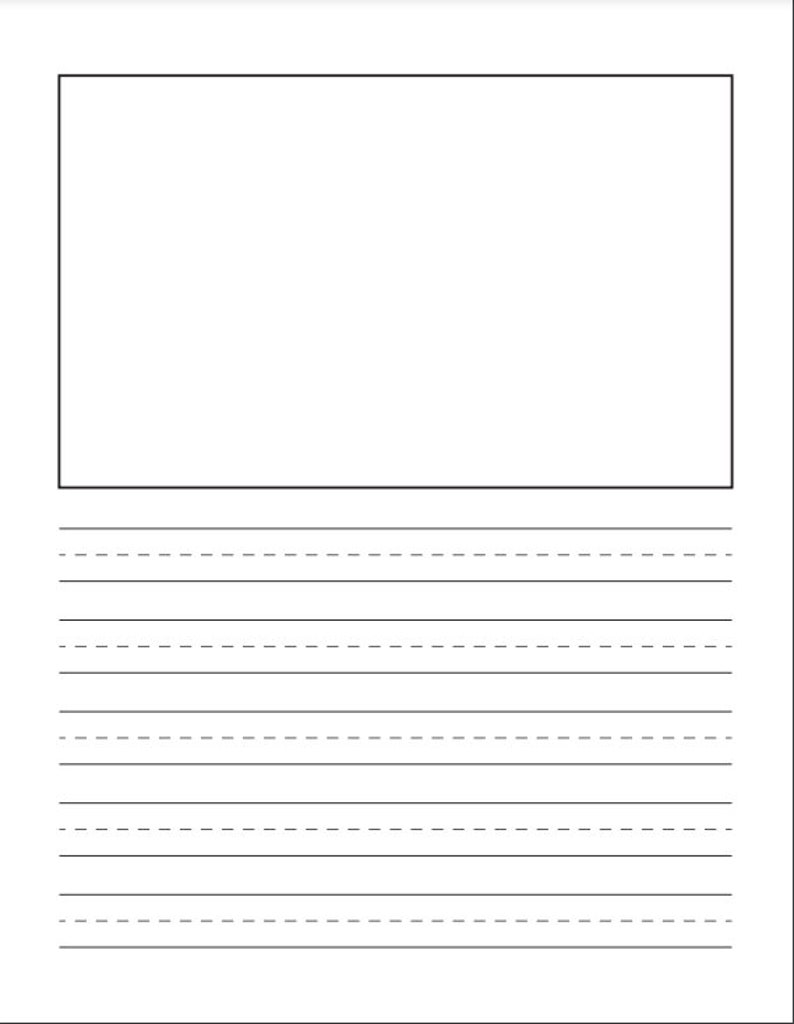 Printable Writing Paper Handwriting Practice With Drawing Box Included