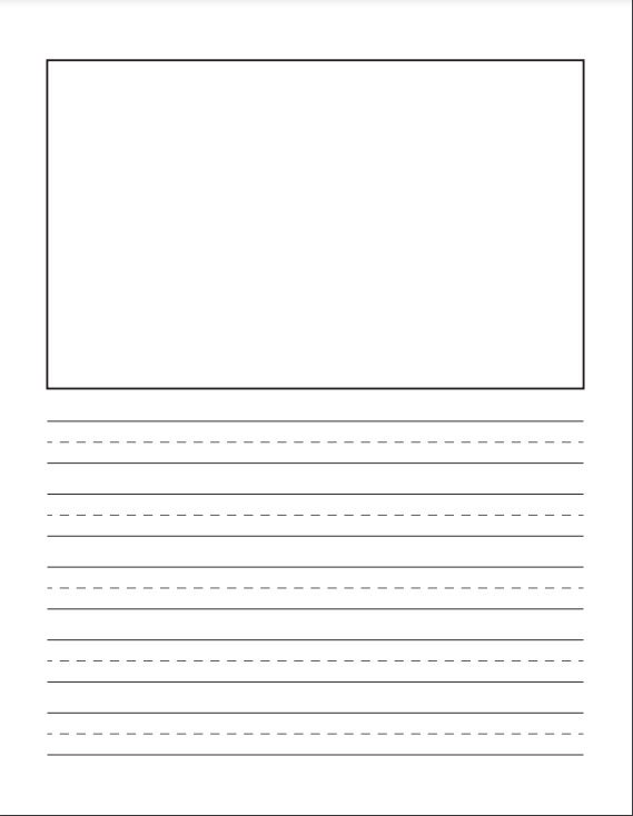 Lined Paper Printable - Handwriting Practice with Drawing Box Included