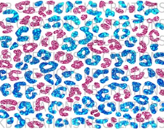 Rosa und Blau Glitter Leopardenmuster - Sublimation PNG (Digitaler Download)
