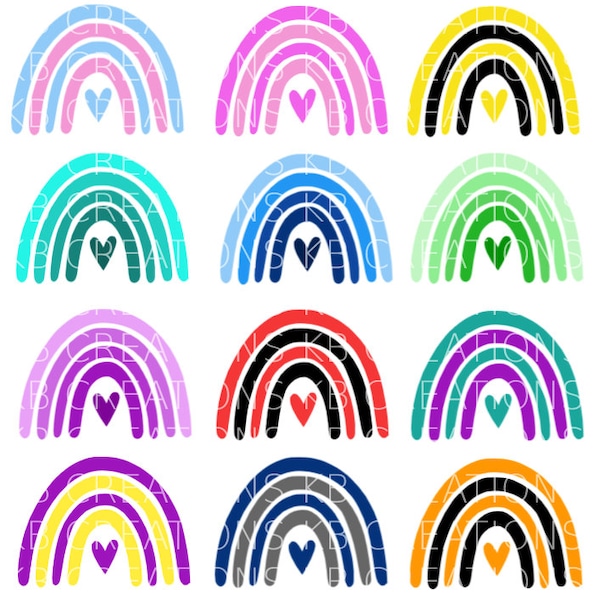 Simple Assorted Rainbows - Rainbow SVG files - Rainbow PNG files