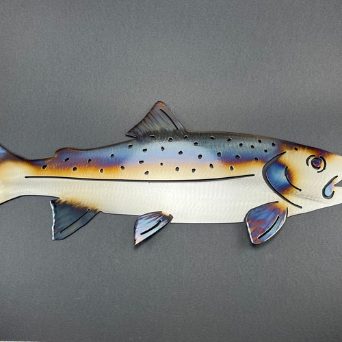 Jumping Trout Northwoods Metal Wall Art Etsy