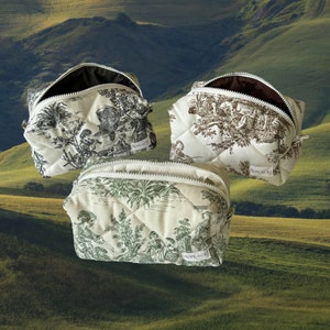 Borsa per il trucco, organizer per cosmetici Toile De Jouy