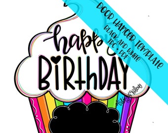 TEMPLATE Door Hanger: Birthday Cupcake Chalkboard