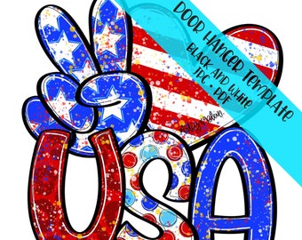 TEMPLATE Door Hanger: Peace Love USA