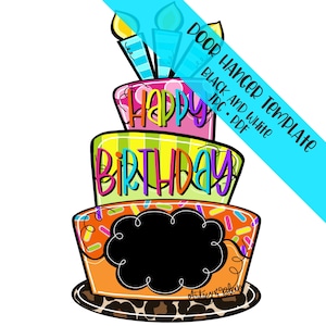 TEMPLATE Door Hanger: Birthday Cake Chalkboard