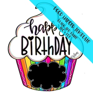 TEMPLATE Door Hanger: Birthday Cupcake Chalkboard