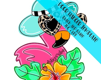 TEMPLATE Door Hanger: Flamingo with Glasses