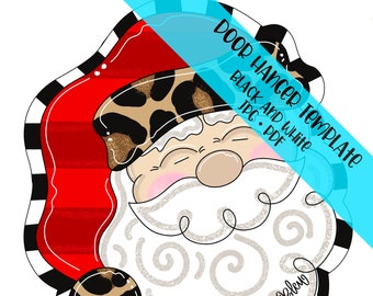 TEMPLATE Door Hanger: Leopard Santa