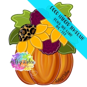 Door Hanger TEMPLATE: Floral Pumpkin