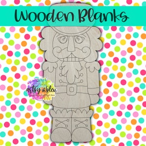 May include: Unfinished wooden cutout of a nutcracker soldier. The cutout is ready to be painted or stained. The design includes a hat, mustache, beard, and boots.