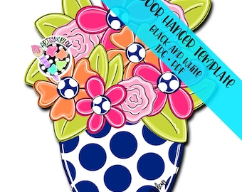 Door Hanger TEMPLATE: Polka Dot Florals